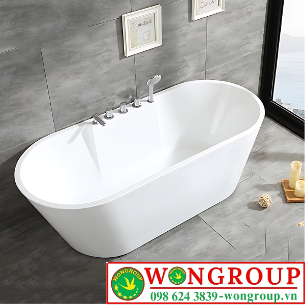 Bồn tắm nằm ngâm Oval thẳng kèm bộ vòi cao cấp WonGroup NV-1509