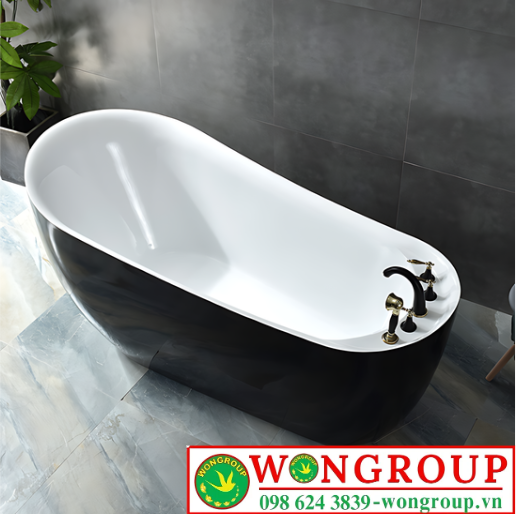 Bồn tắm ngâm đặt sàn nhựa acrylic dáng cá Heo màu đen WonGroup NV-1508ND