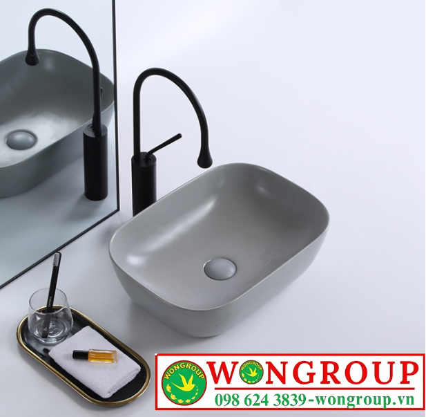 Chậu Lavabo Đặt Bàn Màu Xám Cao Cấp WonGroup NV-435XM