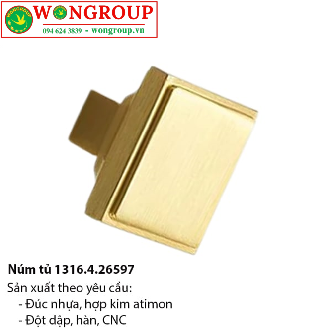 Núm tay nắm tủ vuông hợp kim kẽm
