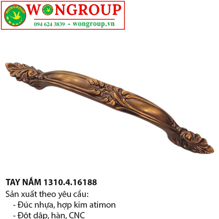 Tay nắm tủ dài hoa văn cổ điển nâu