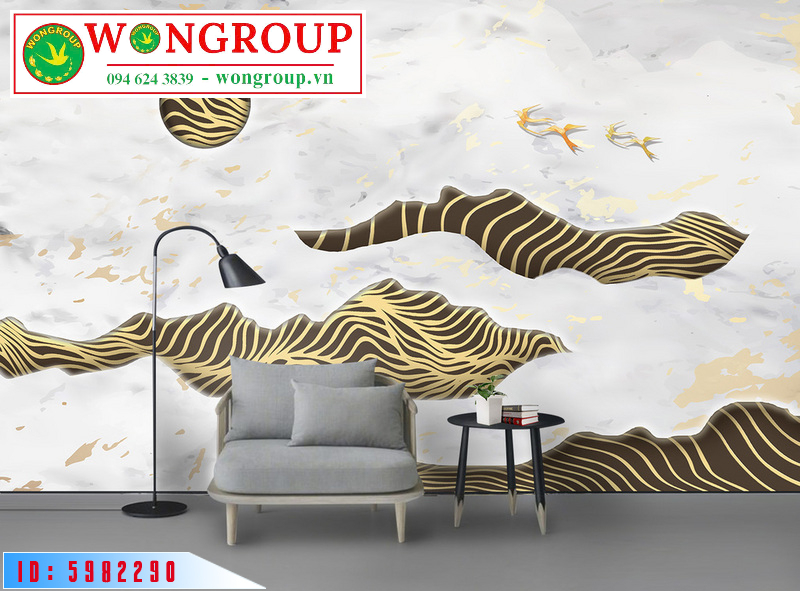 Tranh Trừu Tượng Ánh Sáng sSereo vàng