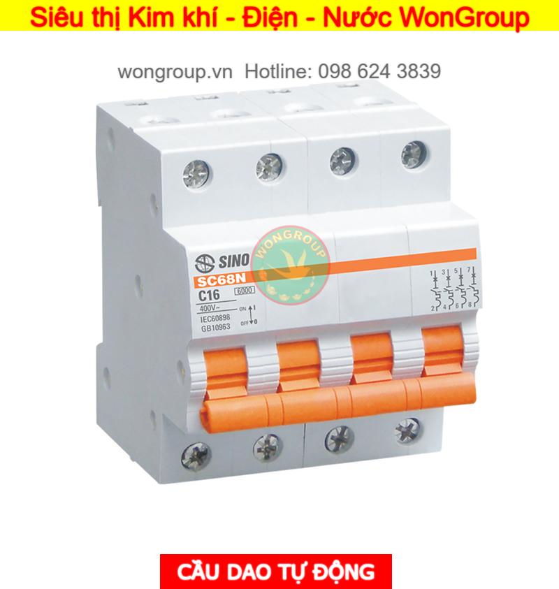 Cầu dao tự động MCB SC68N - 4 Cực