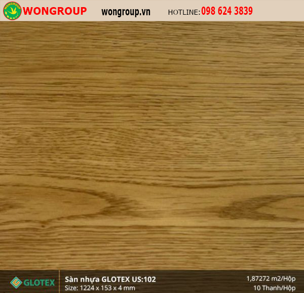 Sàn Nhựa Glotex US:102 4mm hèm khóa đế cao su