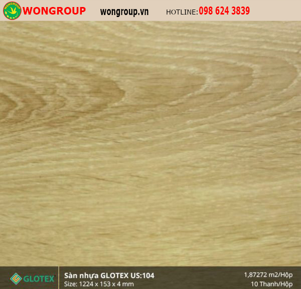 Sàn Nhựa Glotex US:104 4mm hèm khóa đế cao su