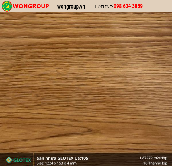 Sàn Nhựa Glotex US:105 4mm hèm khóa đế cao su