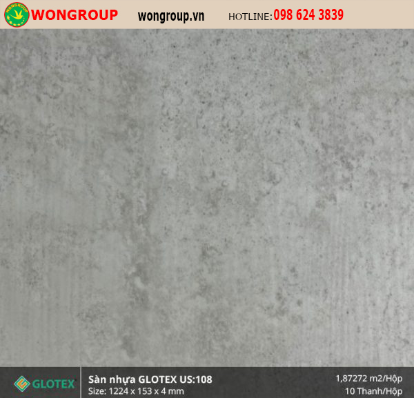 Sàn Nhựa Glotex US:108 4mm hèm khóa đế cao su